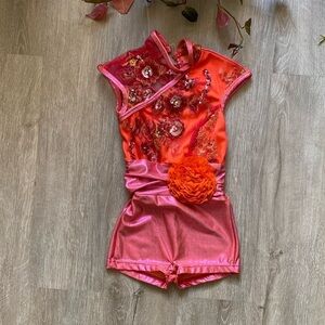 Curtain Call Little Girl Pink Sequin High Neck Short Dance Costume Size XS